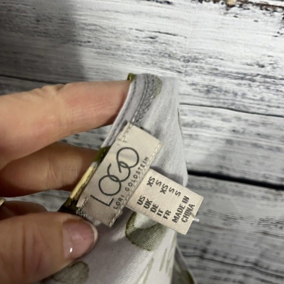 Lori Goldstein LOGO Top Tunic size Extra Small Lilac Green Leopard Pockets Slim - Picture 13 of 13